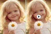 enhance little girl holding a daisy flower video