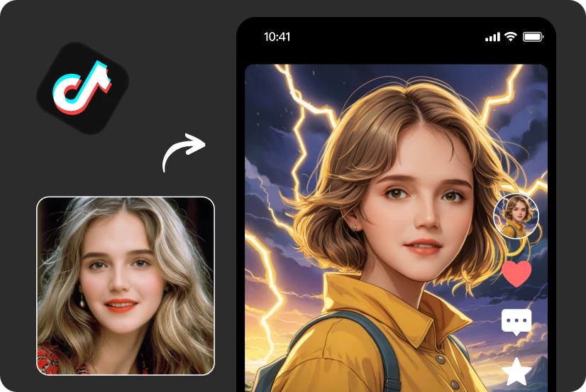 create a anime profile picture in AI Ease anime pfp creator and share on tiktok