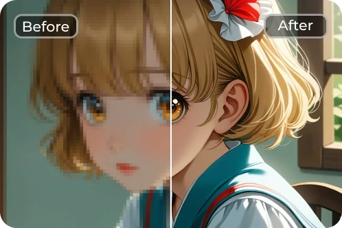 enhancing girl anime photo quality with AI Ease anime enhancer