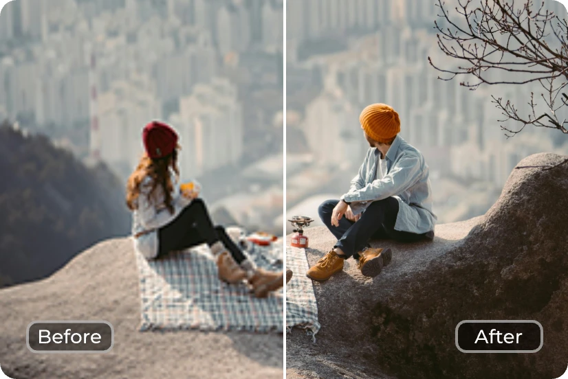 enlarging couple travel image in AI Ease