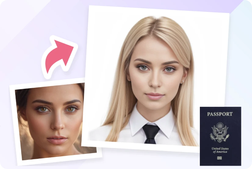 make a female passport photo in AI Ease