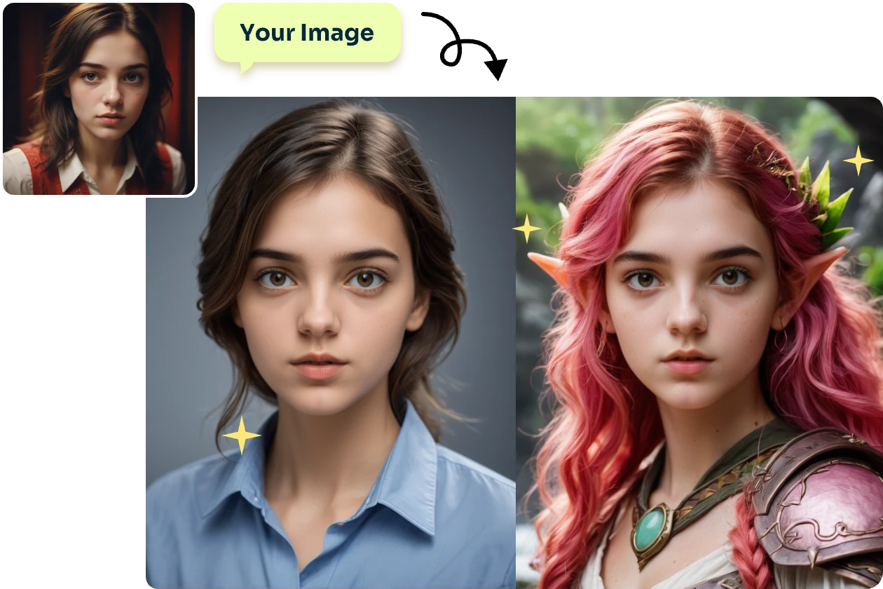 make a professional and a creative elf style AI profile picture in AI Ease