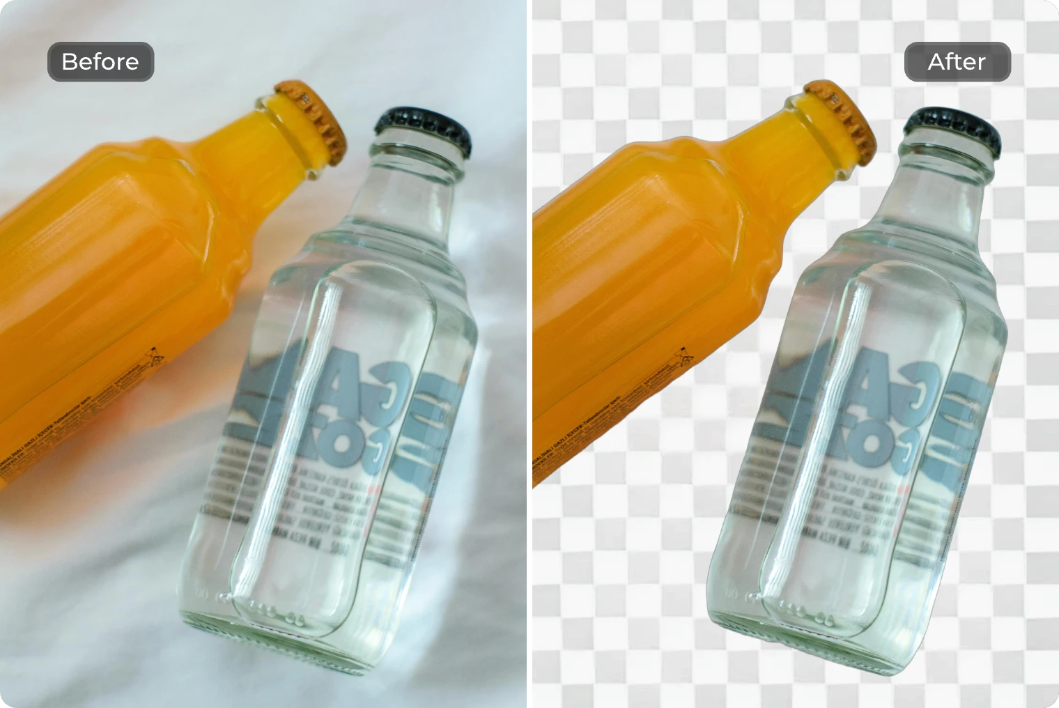 remove the background from the bottle image in AI Ease