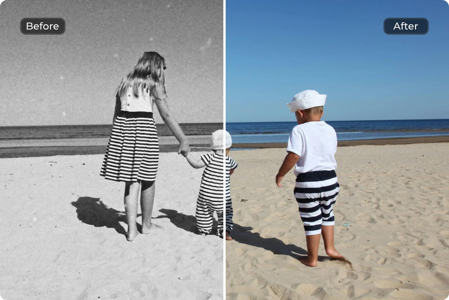 restore black and white family photo in AI Ease