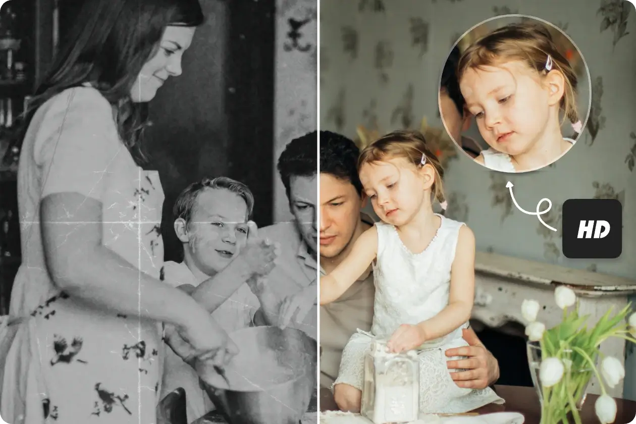 restore old family photos in AI Ease