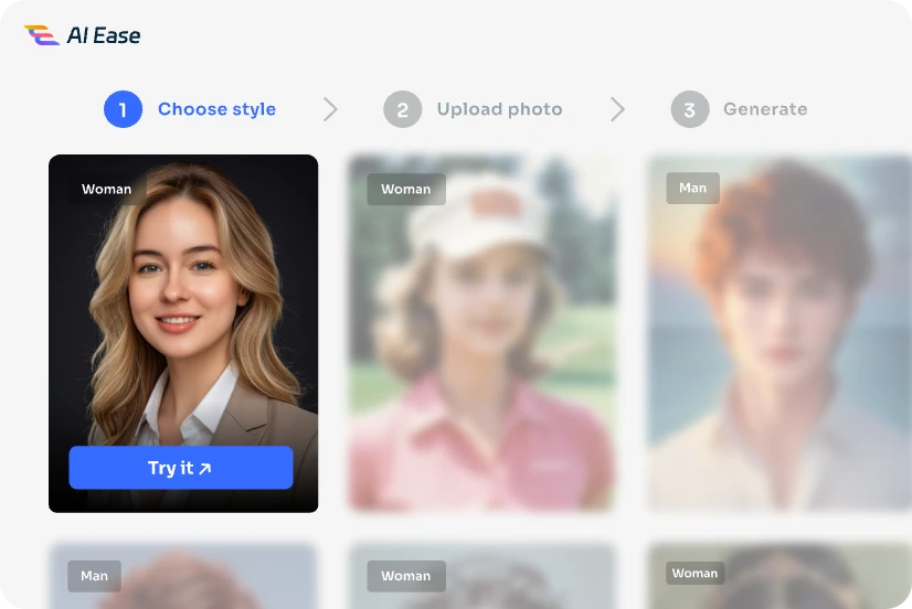 select female professional AI headshot style in AI Ease free AI headshot generator