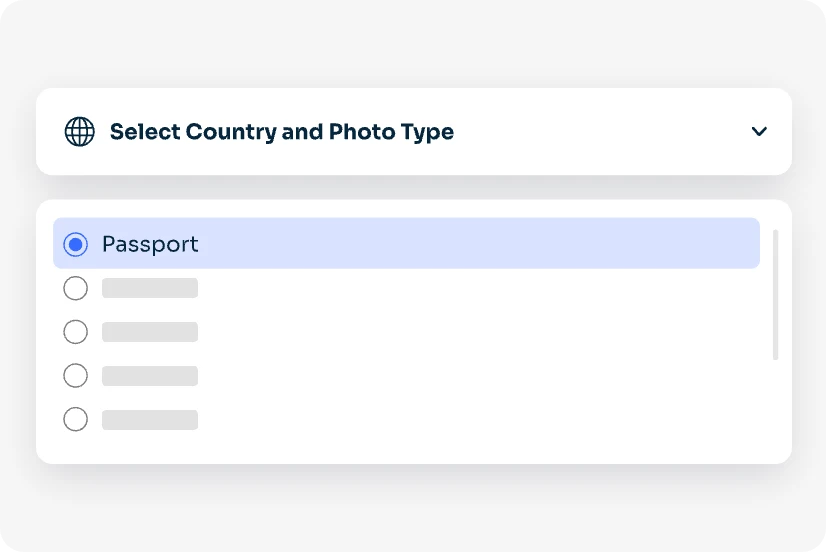 select the country and passport in AI Ease free passport photo maker