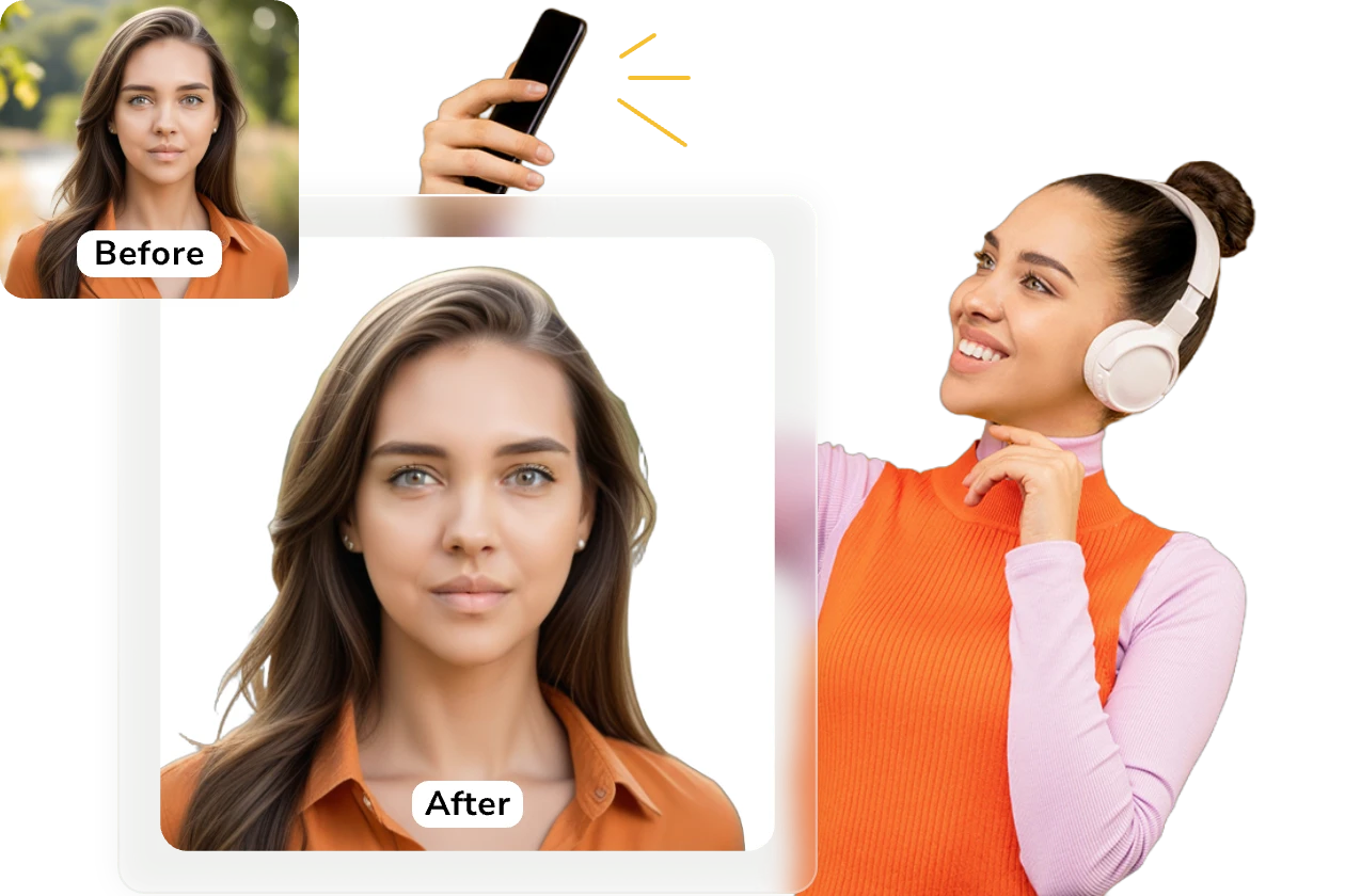 take a photo and use AI Ease to make passport photo for free