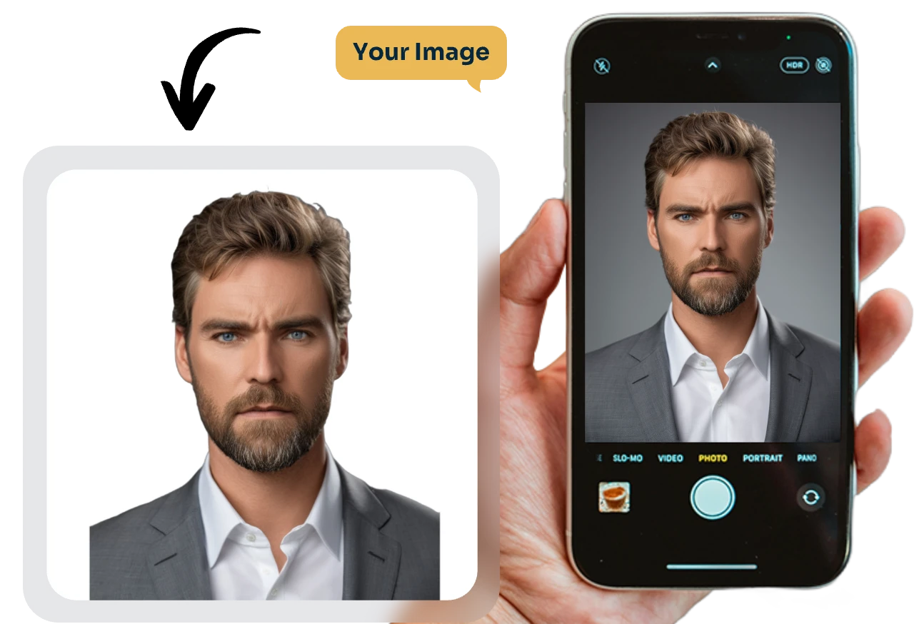 take a picture and make a passport photo in AI Ease