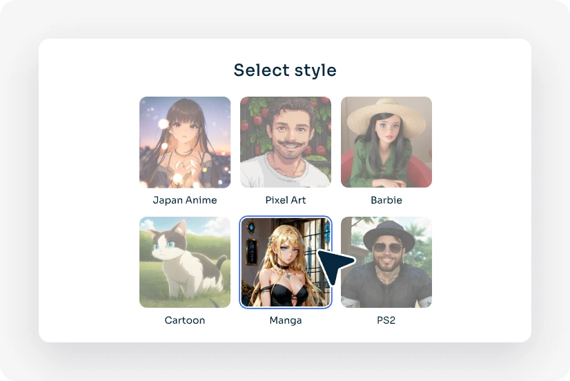 choose the epic manga filter from ai ease filters