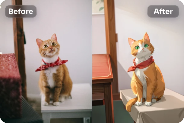 convert a cat image to anime style with ai ease