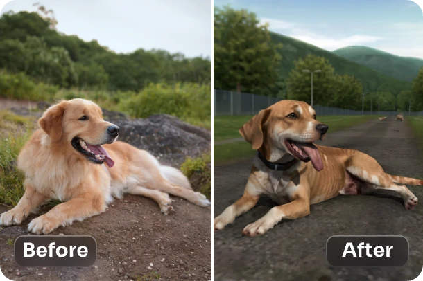 convert dog into ps2 style with ai ease