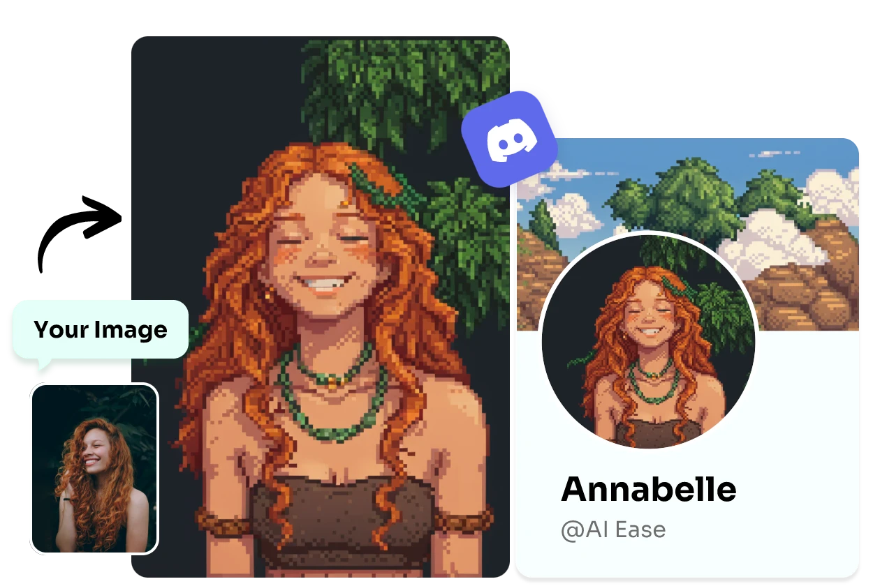 convert female photo to pixel art and apply it as discord avatar