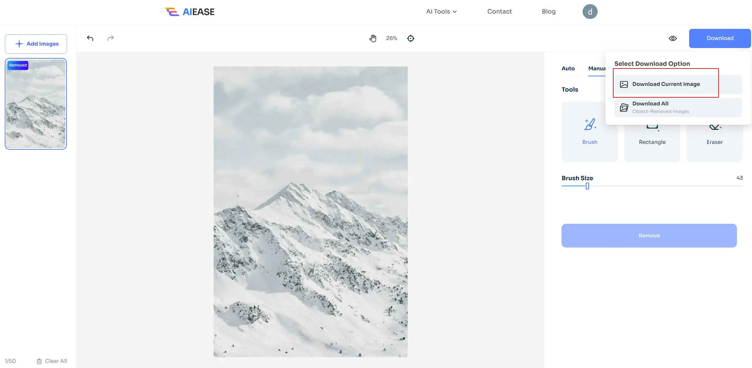 download the watermark free image from ai ease