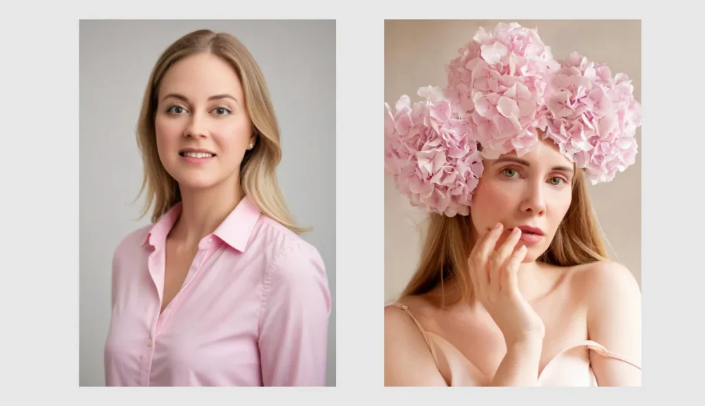 female headshot versus female portrait