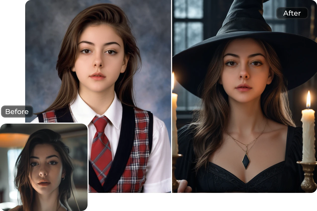 generate a yearbook and witch style avatars in AI Ease for free