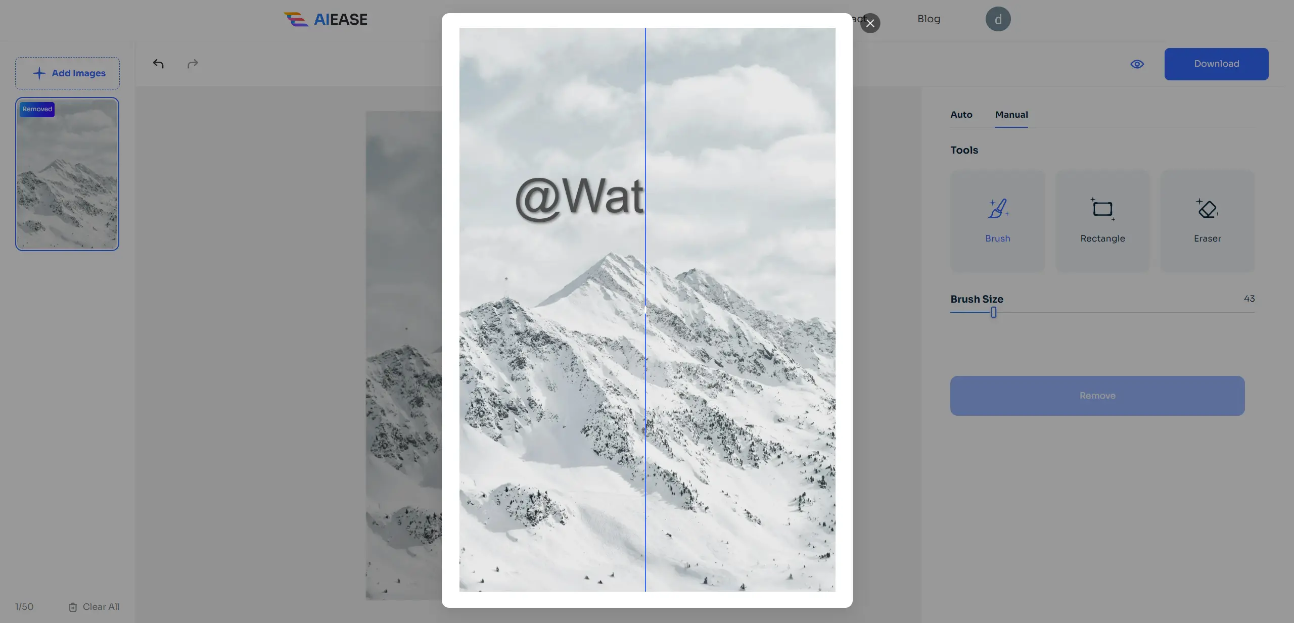 preview the watermark free image on ai ease