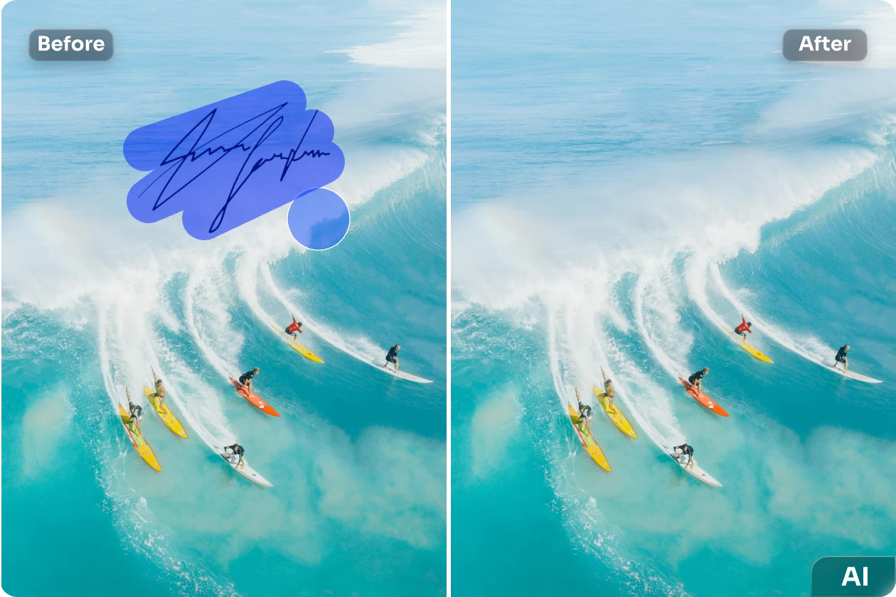 remove signature from surfing image