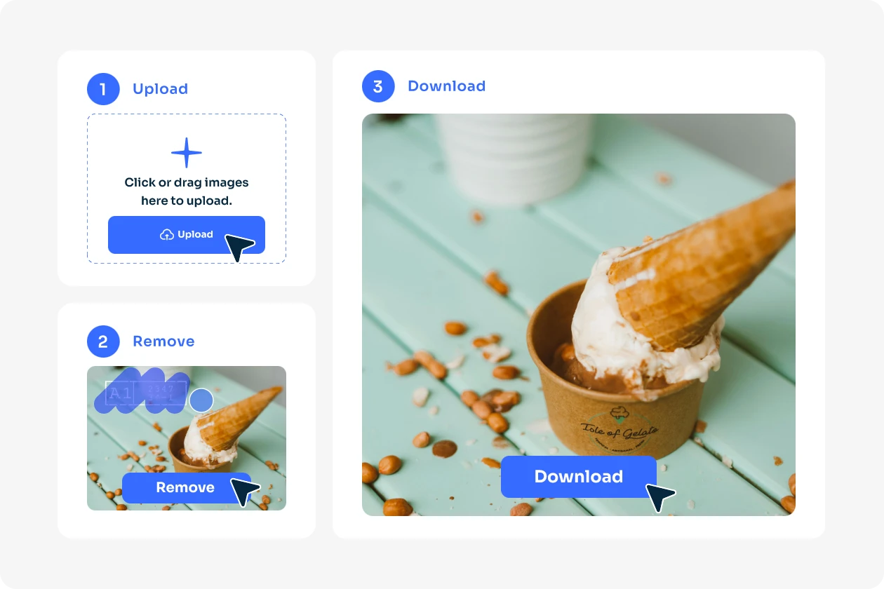 remove the logo from the icecream image in AI Ease for free