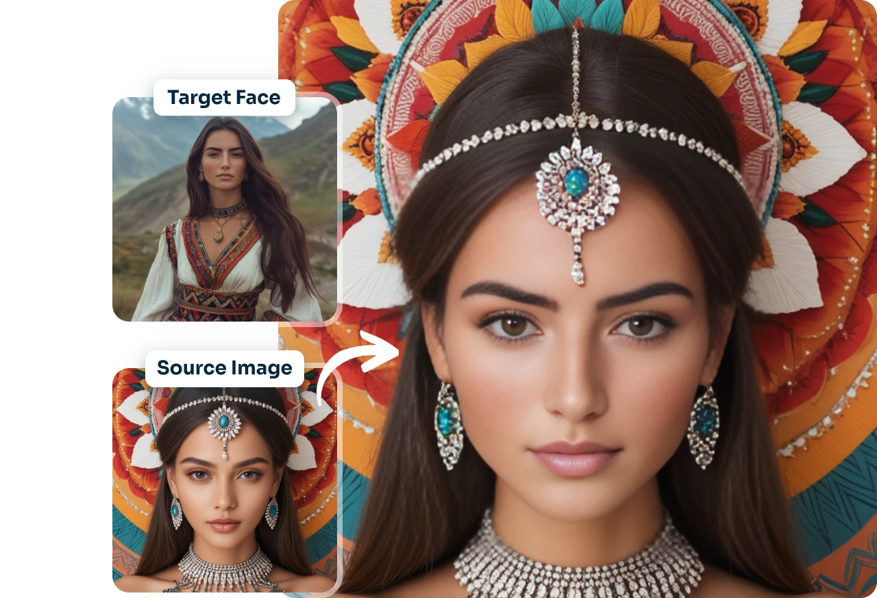 swap face with a goddess alike female by using AI Ease online AI face swapper