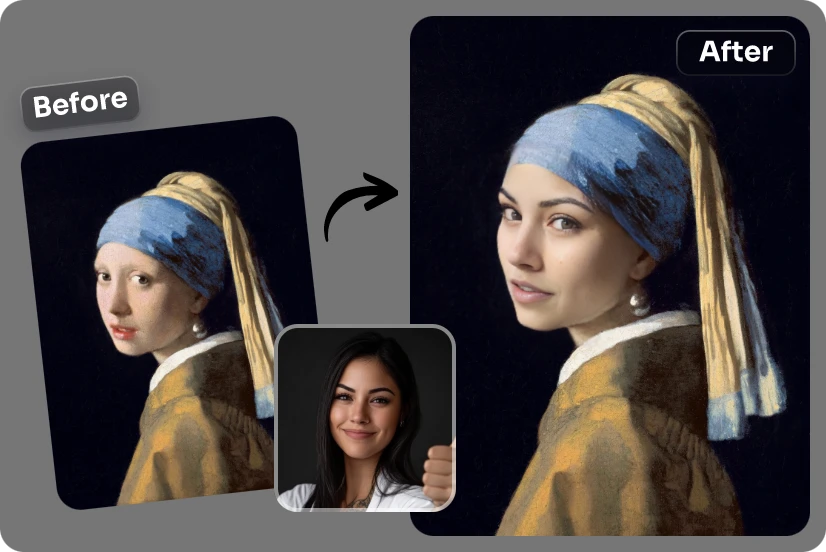 swap face with the famous painting girl with a pearl earring in AI Ease