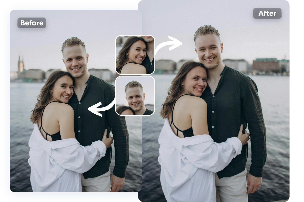 swap the couple face in AI Ease gender swap tool