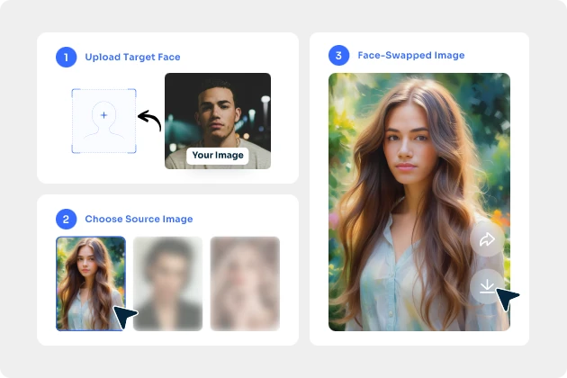 swap the girl face with a male face in AI Ease online ai face swapper