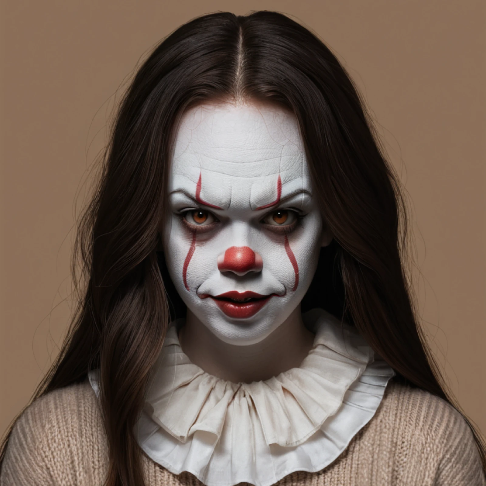 a girl with clown filter