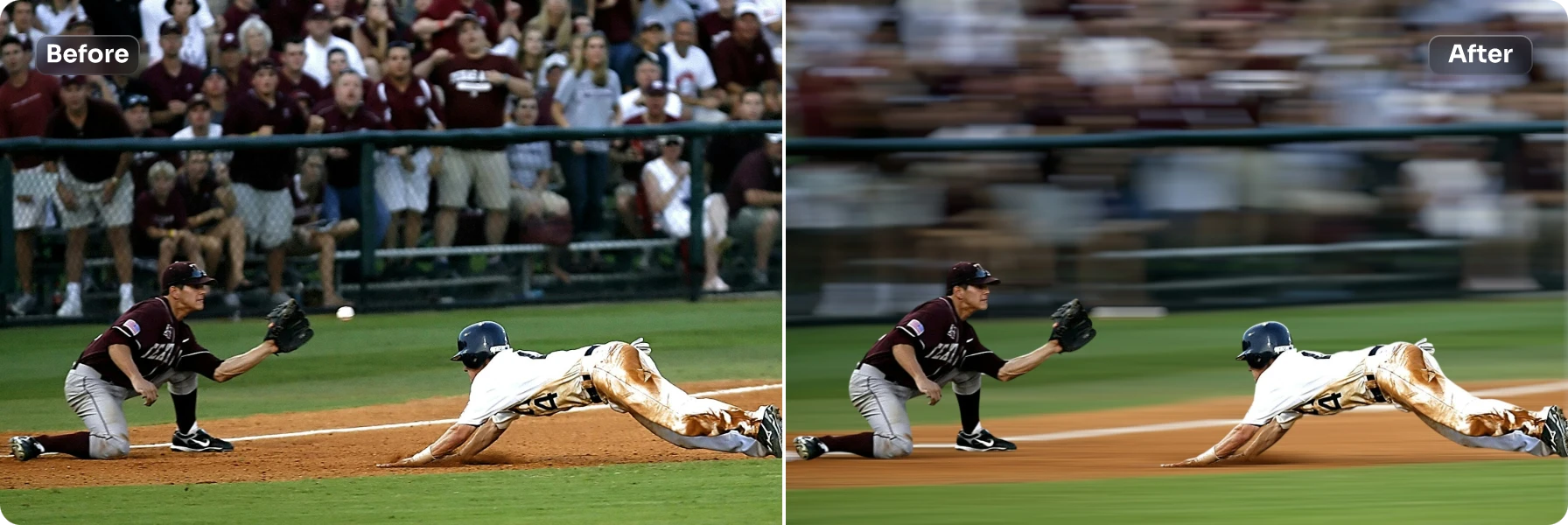 add motion blur to the baseball campaign photo background with AI Ease for free