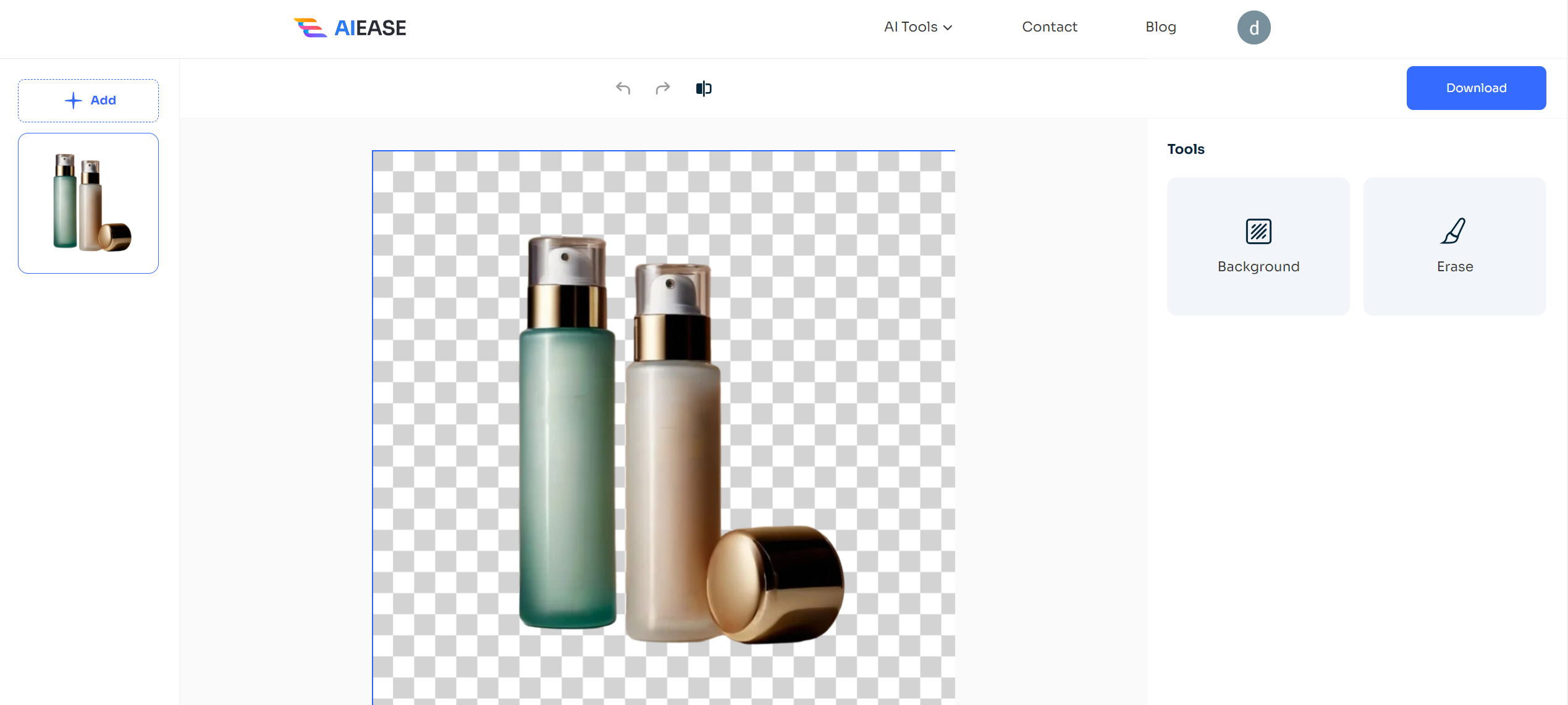 ai ease automatically removes background of a product photo in less than 5 seconds