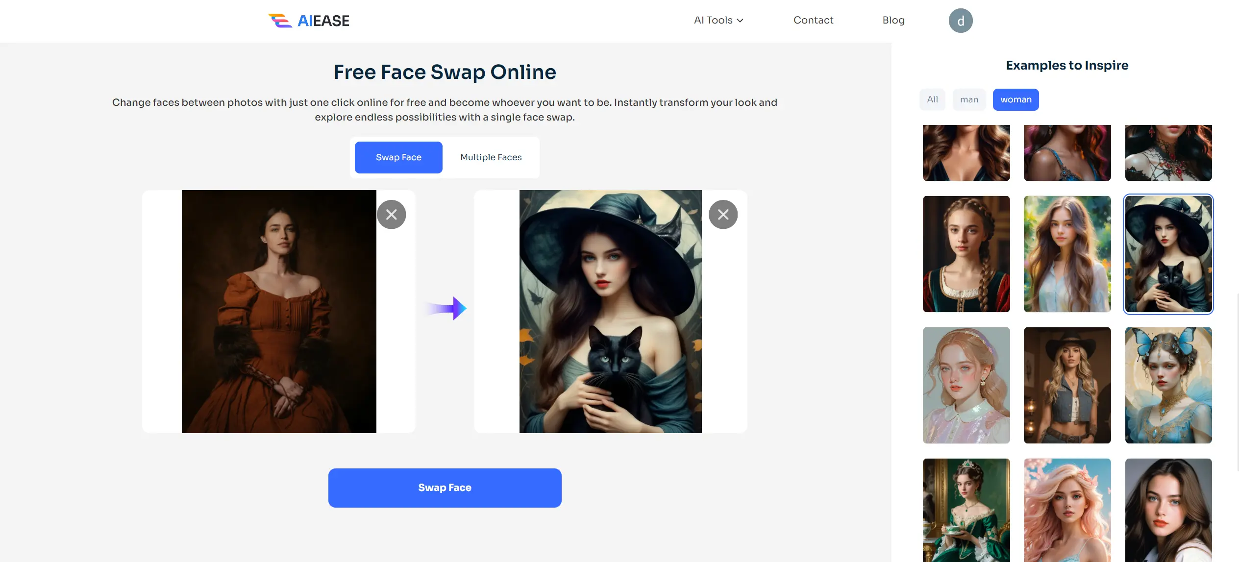 choose a halloween face swap template from ai ease