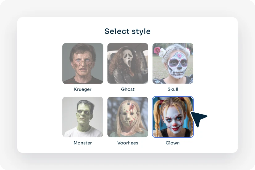 choose from six halloween filters