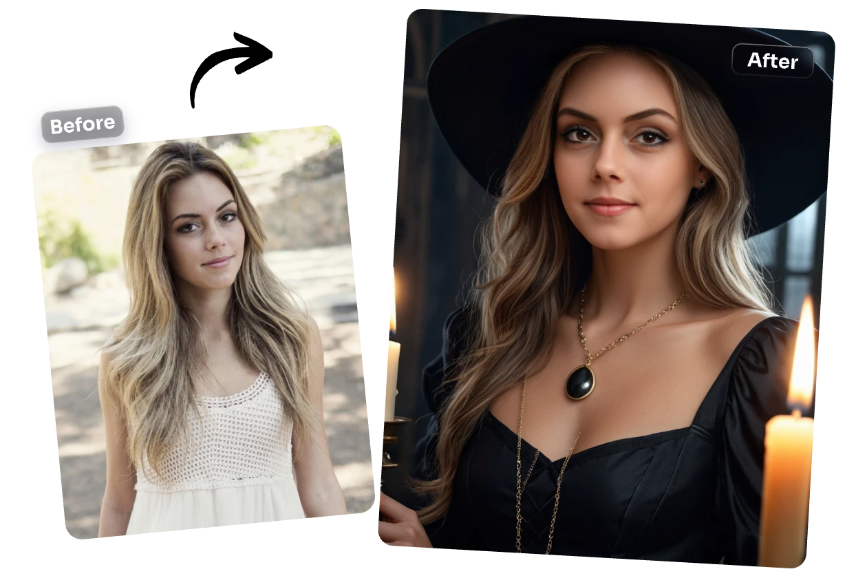 convert female portrait into halloween headshot with ai ease free headshot generator