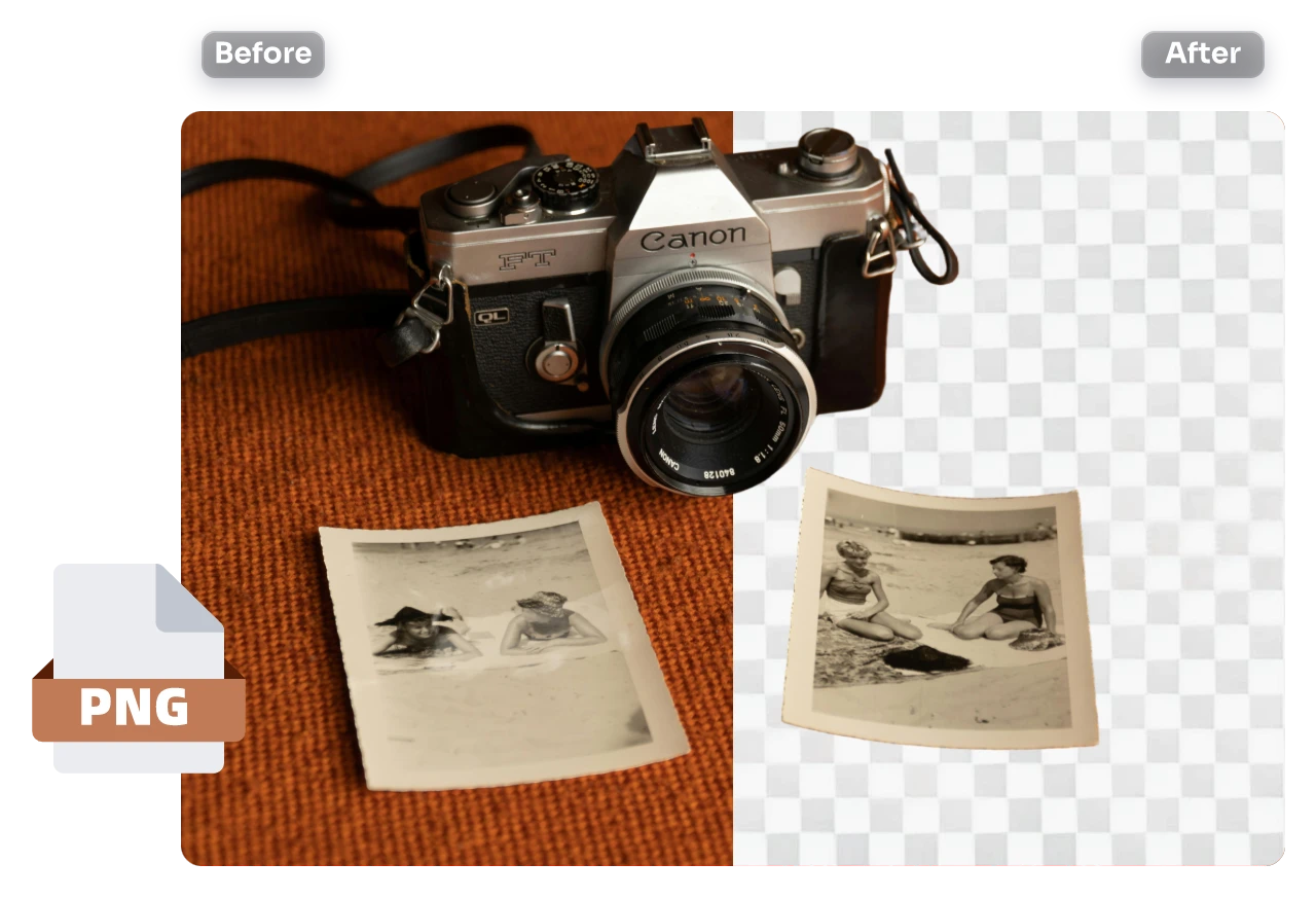 convert the camera image into transparent png in AI Ease png maker