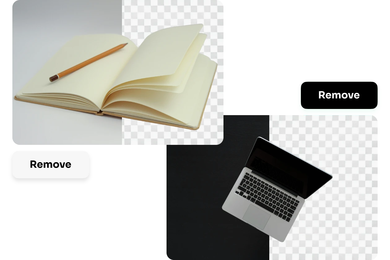 erase background colors from the notebook and mac images in AI Ease