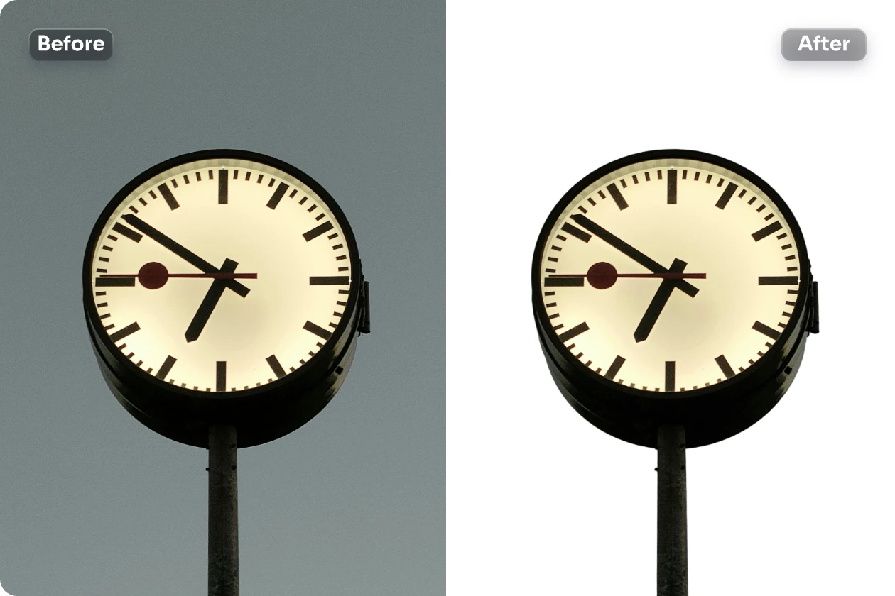 instantly add white background to clock image with ai ease