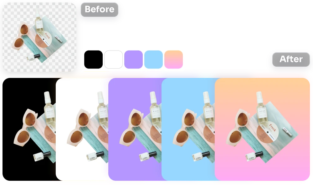 remove and change the image background into white and gradient in AI Ease free background replacer