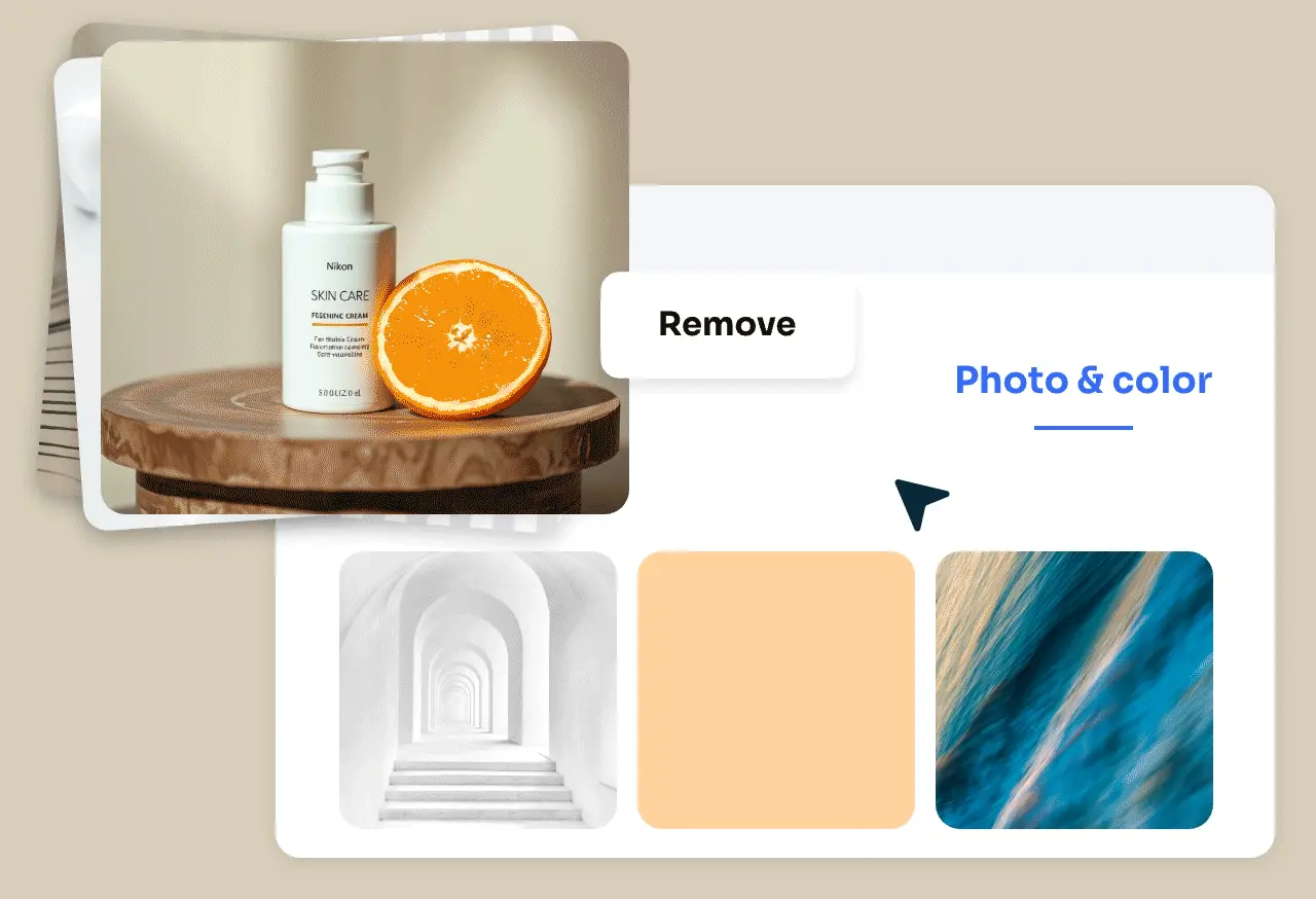 remove and change the product photo background with three beautiful backdrops in AI Ease for free