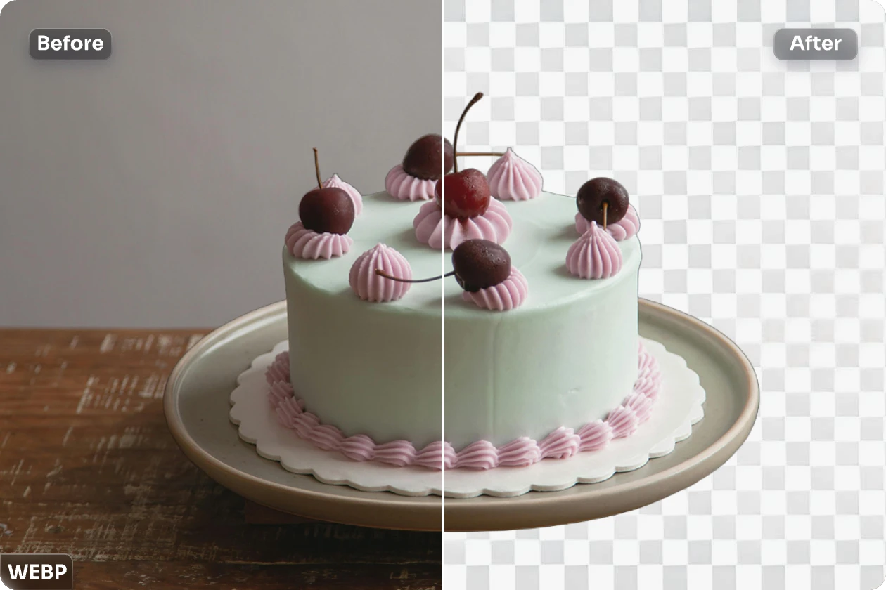 remove background from a pink cake webp in a single click