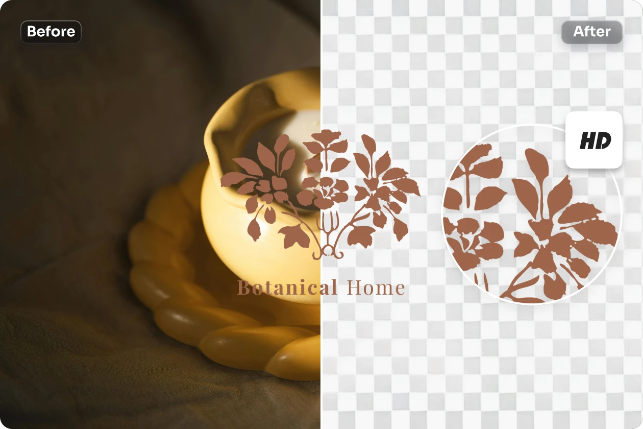 remove the milk background from the leave logo using AI Ease for free