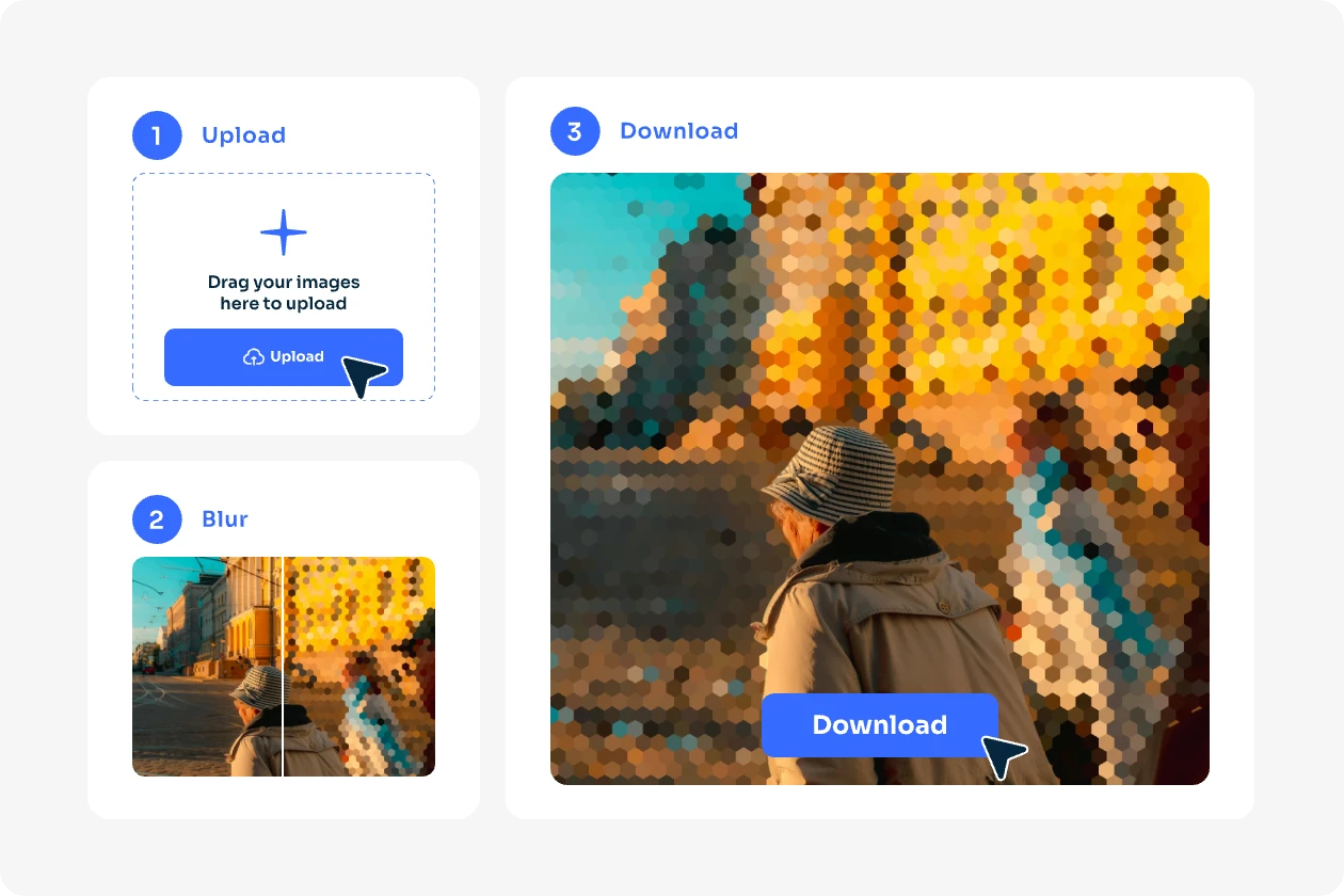 upload a photo to ai ease and apply the pixelate blur effect