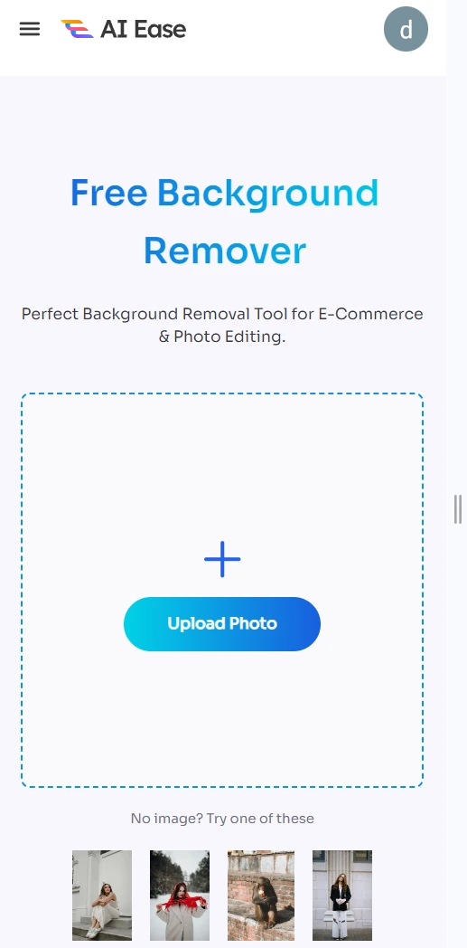 upload the photo you want to remove background to ai ease free background remover