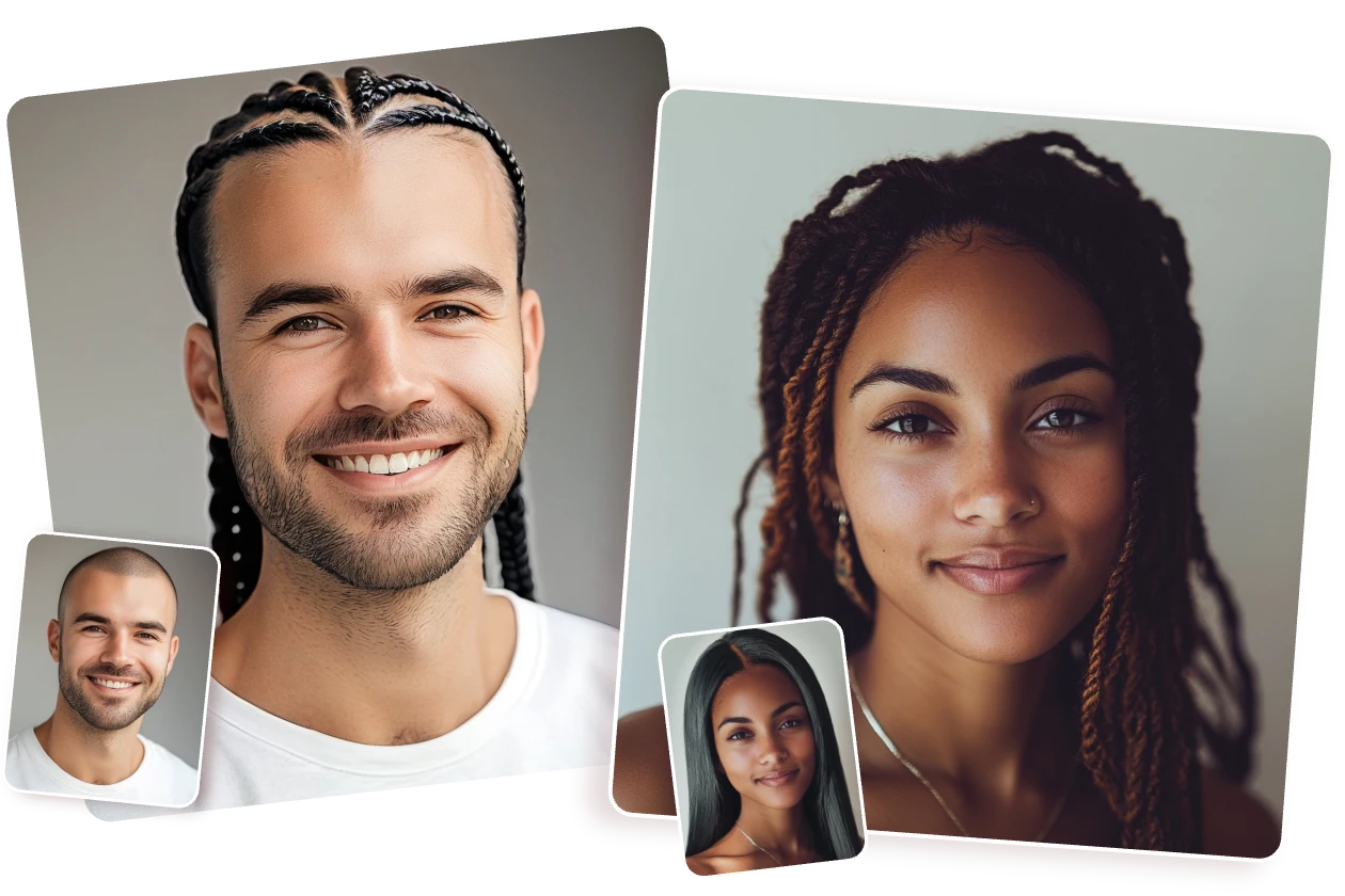 a man and a woman apply the dreadlocks hairstyle separately