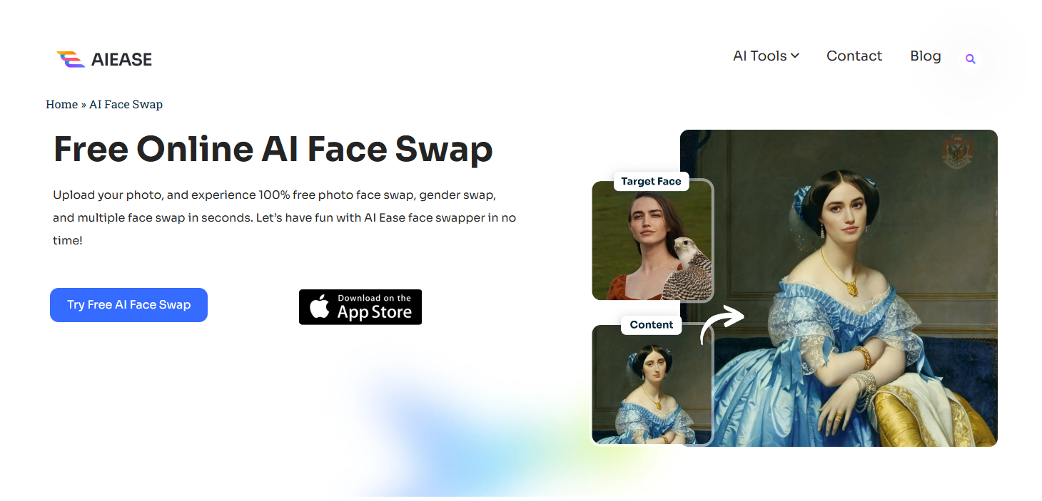 ai ease face swap feature interface