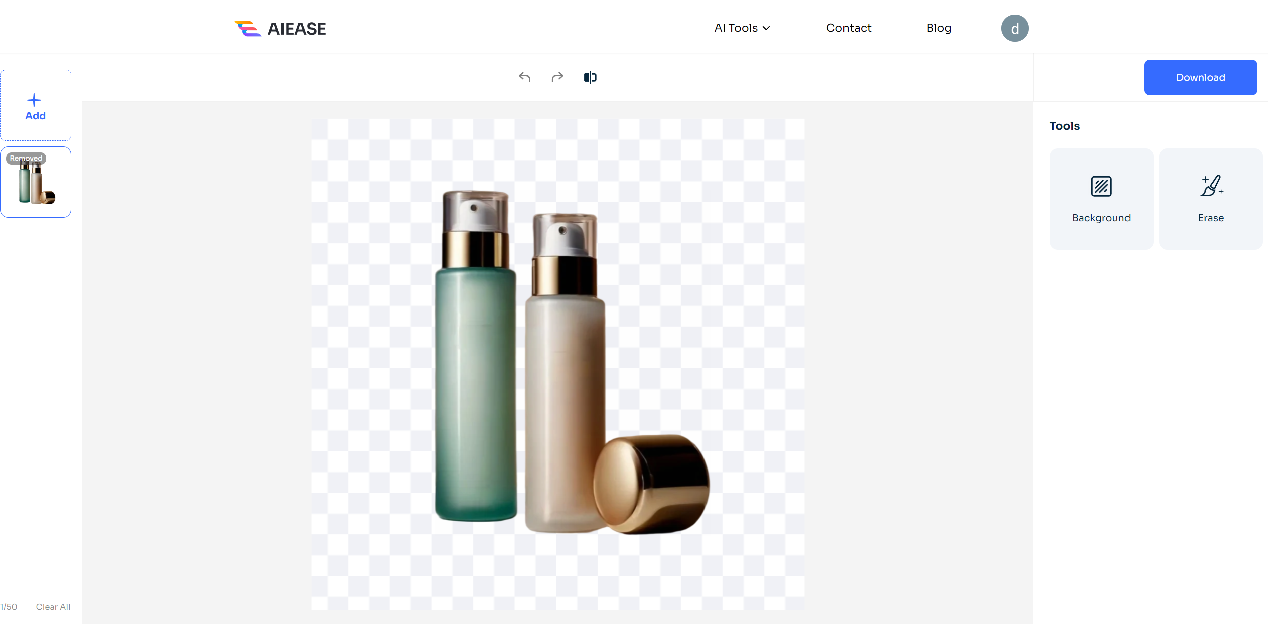 aiease automatically removes background from a ecommerce product photo