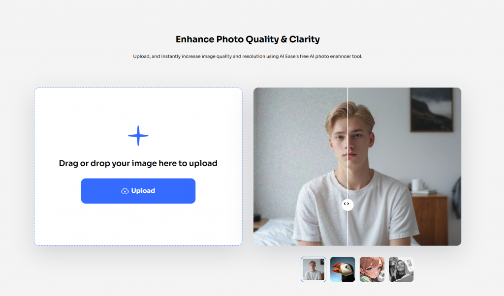 aiease photo enhancer interface