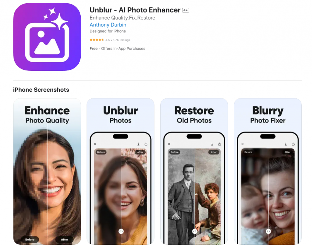 Unblur AI Photo Enhancer For iOS