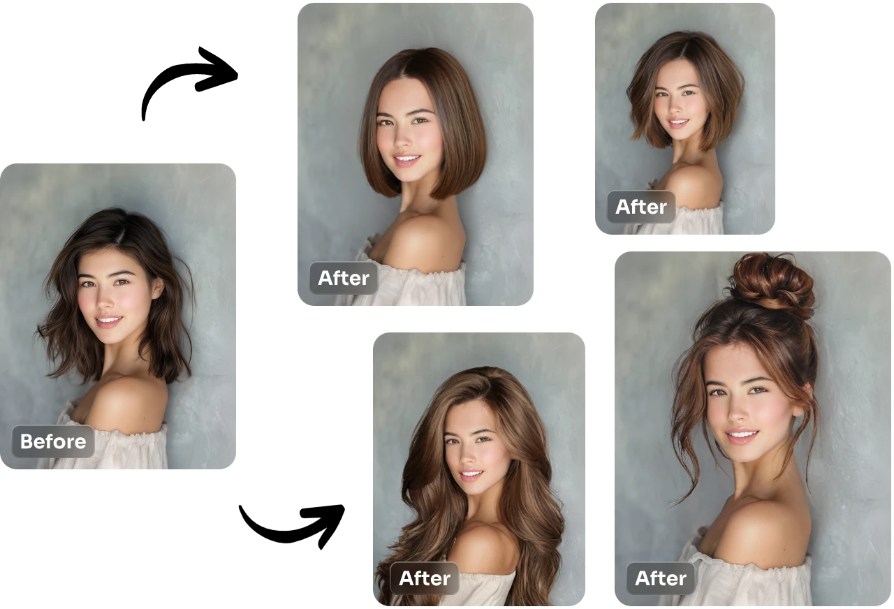 change female hairstyle into different perm hairstyles using AI Ease free perm filter