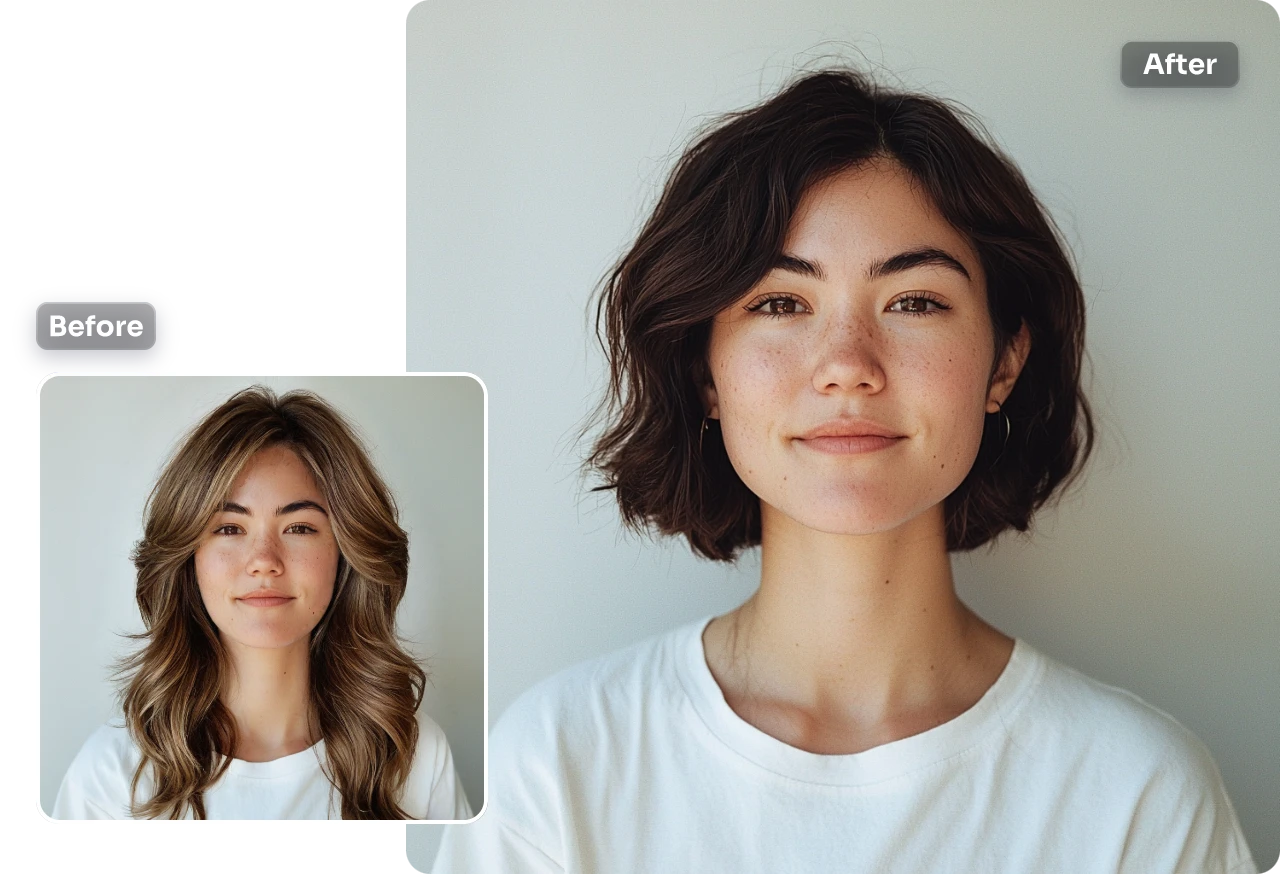 change female hairstyle into short bob haircut in AI Ease for free