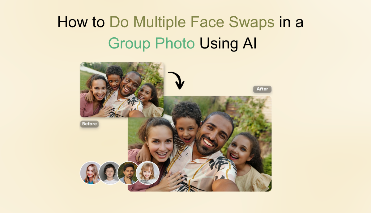 how to do multiple face swaps in a group photo using ai